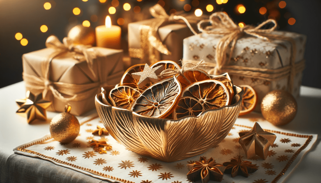 a-close-up-festive-scene-with-a-golden-leaf-shaped-bowl-on-a-patterned-tablecloth-3337947
