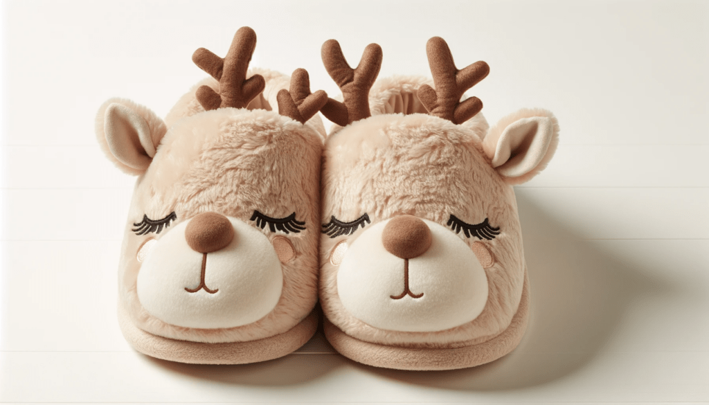 an-image-of-a-pair-of-plush-reindeer-slippers-on-a-white-background-9740355