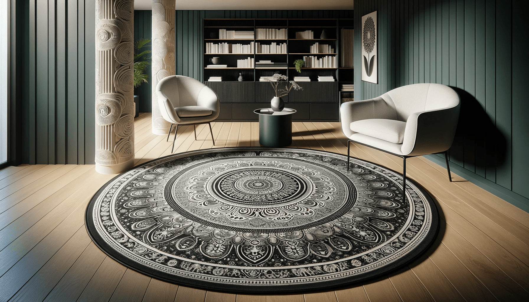 DALL·E-2023-12-20-10.24.15-A-contemporary-living-room-scene-with-a-round-ornate-area-rug.-The-rug-features-a-complex-mandala-pattern-in-black-and-white-adding-a-decorative-ele-6389294 dall%c2%b7e-2023-12-20-10-24-15-a-contemporary-living-room-scene-with-a-round-ornate-area-rug-the-rug-features-a-complex-mandala-pattern-in-black-and-white-adding-a-decorative-ele-6389294