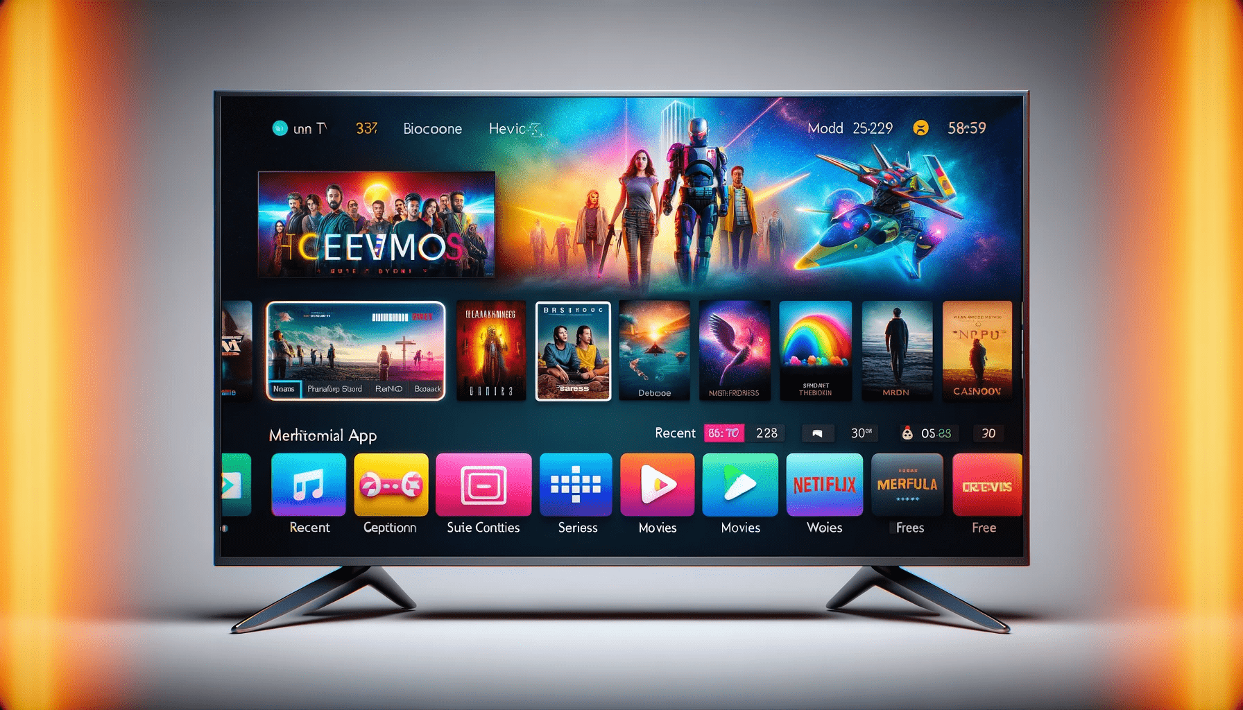 dall%c2%b7e-2023-12-20-11-16-56-a-flat-screen-television-of-a-fictitious-brand-displaying-a-colorful-multimedia-content-selection-menu-the-screen-shows-a-variety-of-well-known-app-i-7866423
