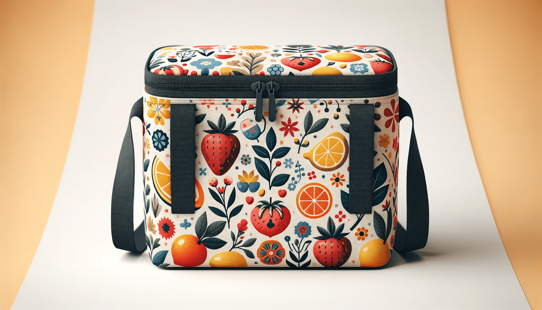 dall%c2%b7e-2023-12-21-04-49-33-a-rectangular-soft-fabric-cooler-bag-with-a-colorful-pattern-of-stylized-fruits-and-flowers-including-strawberries-oranges-lemons-and-various-flor-1423862