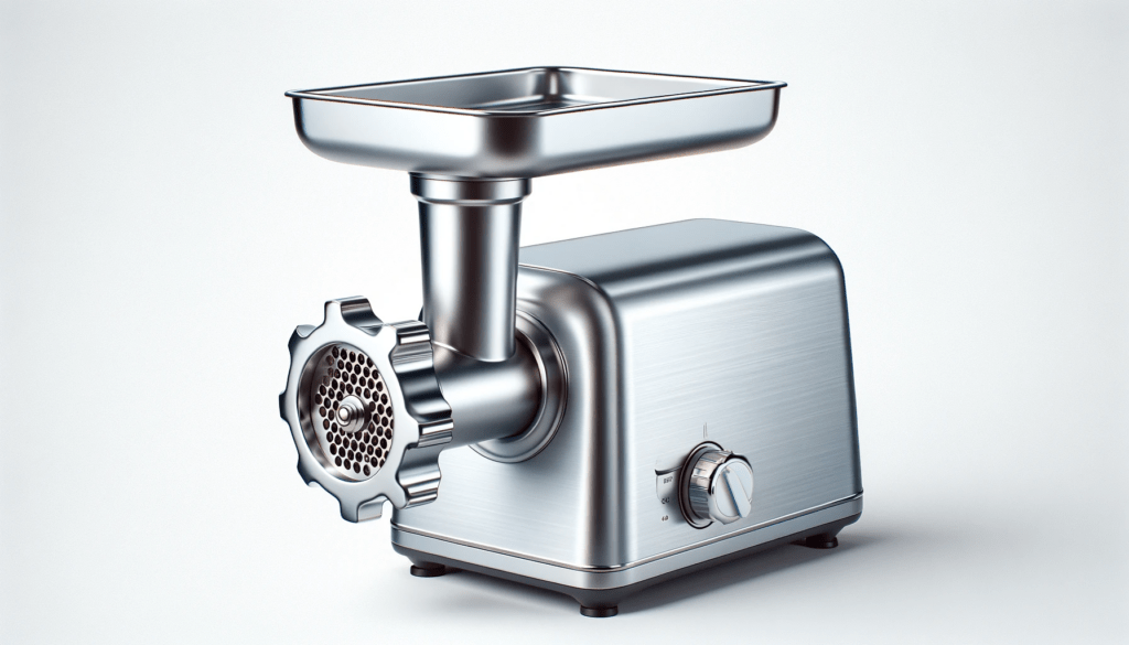 dall%c2%b7e-2023-12-22-02-03-33-a-modern-electric-meat-grinder-in-a-silver-finish-the-grinder-has-a-stainless-steel-body-and-a-large-tray-on-top-for-adding-meat-it-features-a-promi-4934183