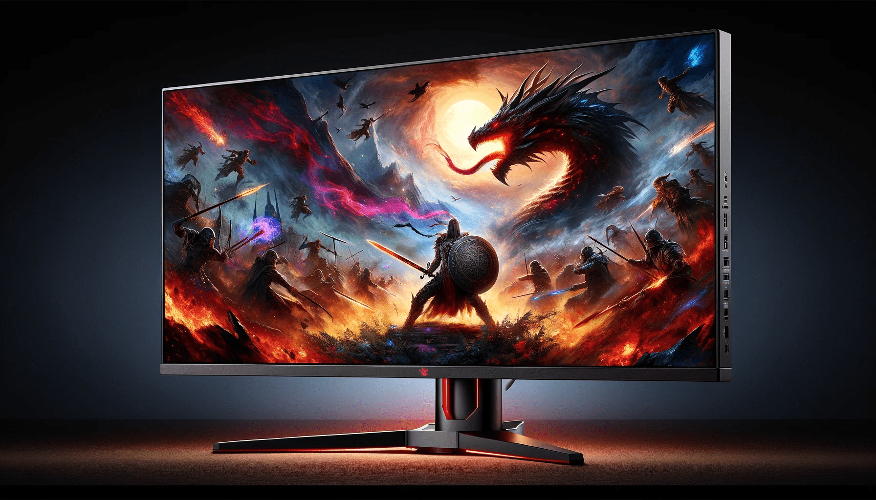 dall%c2%b7e-2023-12-22-04-53-46-a-gaming-monitor-featuring-a-vivid-fantasy-themed-wallpaper-the-monitor-has-a-sleek-black-design-with-a-thin-bezel-and-a-stand-with-red-accents-the-1872428