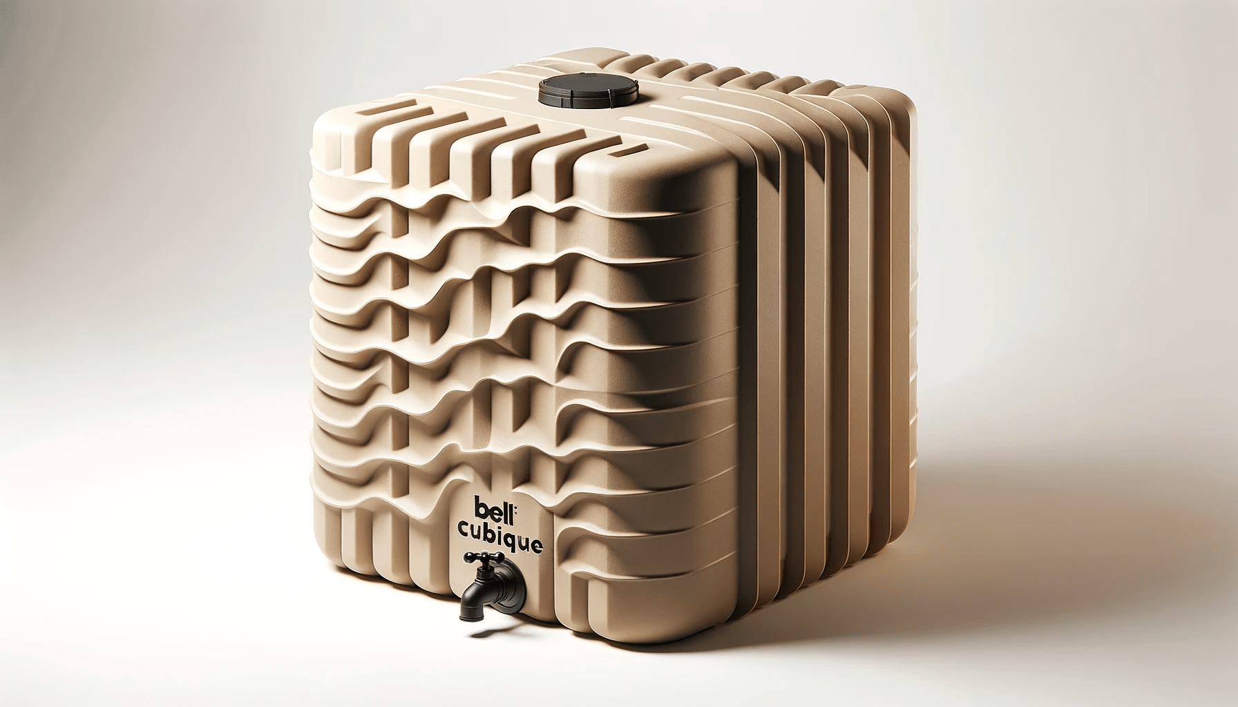 dall%c2%b7e-2023-12-22-14-28-43-create-a-photorealistic-image-of-a-belli-cubique-1000l-beige-water-tank-the-tank-has-a-unique-cubic-design-with-a-series-of-wave-like-ridges-on-its-s-6218564
