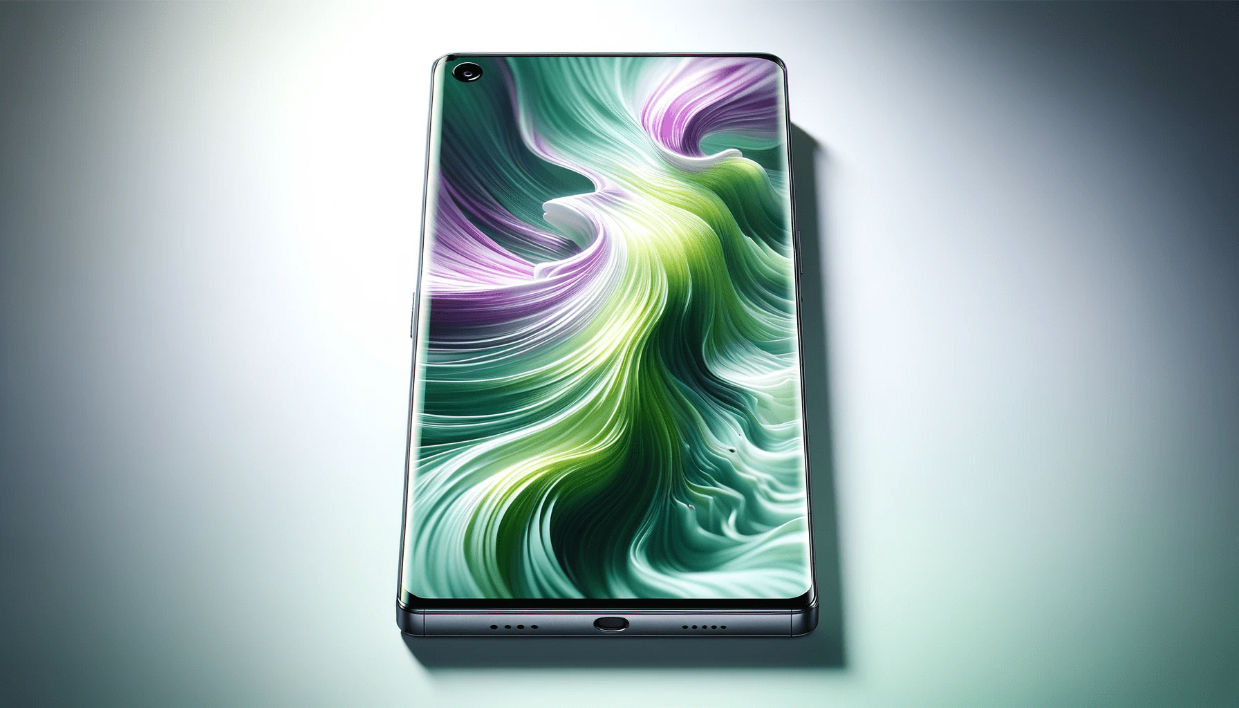 dall%c2%b7e-2023-12-24-14-48-43-an-ultra-modern-smartphone-with-a-large-edge-to-edge-display-showing-a-dynamic-abstract-wallpaper-with-swirls-of-green-and-purple-hues-giving-a-sense-8554406
