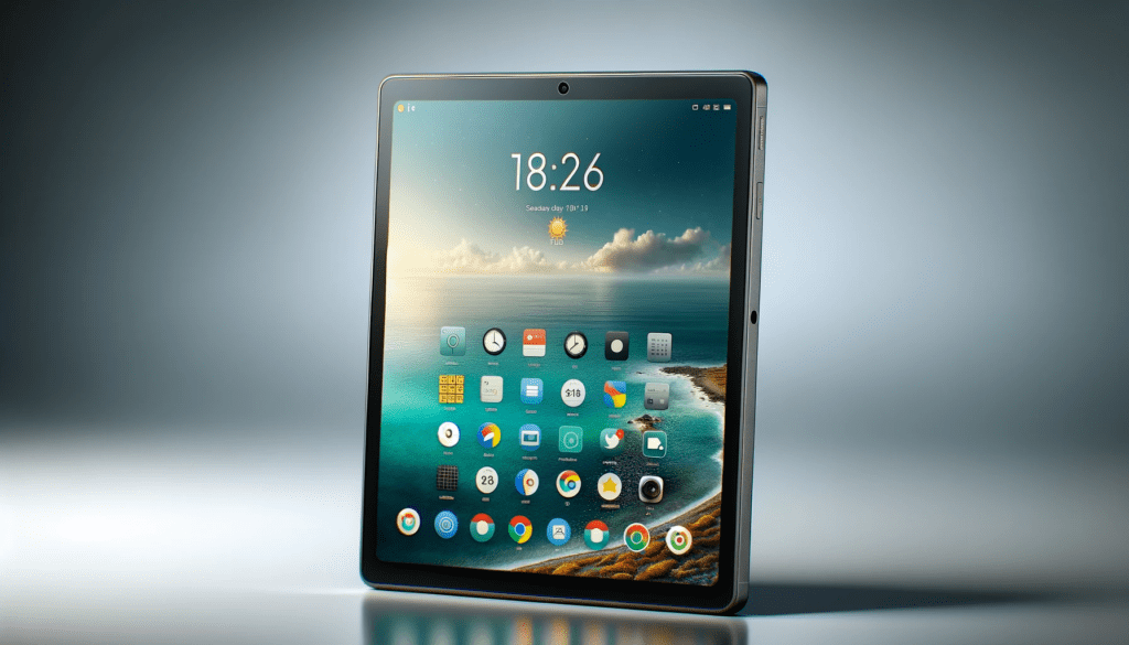 dall%c2%b7e-2023-12-25-15-03-32-an-advanced-digital-tablet-with-a-metallic-grey-back-and-a-black-front-screen-displaying-colorful-app-icons-on-its-interface-the-screen-shows-a-varie-3359409