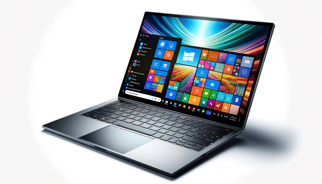 dall%c2%b7e-2023-12-26-11-30-03-a-modern-laptop-with-a-large-screen-displaying-a-colorful-operating-system-interface-the-laptop-has-a-slim-silver-design-with-a-black-keyboard-and-a-4879953