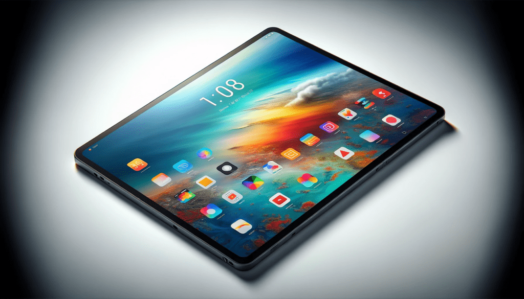 dall%c2%b7e-2023-12-26-12-20-17-a-modern-tablet-with-a-large-screen-displayed-horizontally-showing-a-colorful-and-sharp-interface-with-an-assortment-of-app-icons-the-screen-resemb-8958891