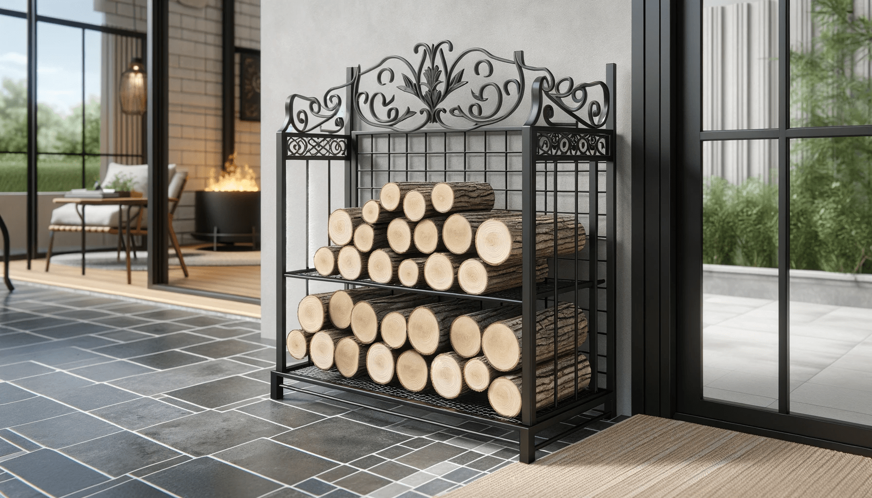 DALL·E-2023-12-26-18.55.12-A-metal-log-rack-for-storing-firewood-displayed-horizontally.-The-rack-is-made-of-black-wrought-iron-featuring-decorative-scrollwork-at-the-top-and--6767219 dall%c2%b7e-2023-12-26-18-55-12-a-metal-log-rack-for-storing-firewood-displayed-horizontally-the-rack-is-made-of-black-wrought-iron-featuring-decorative-scrollwork-at-the-top-and-6767219