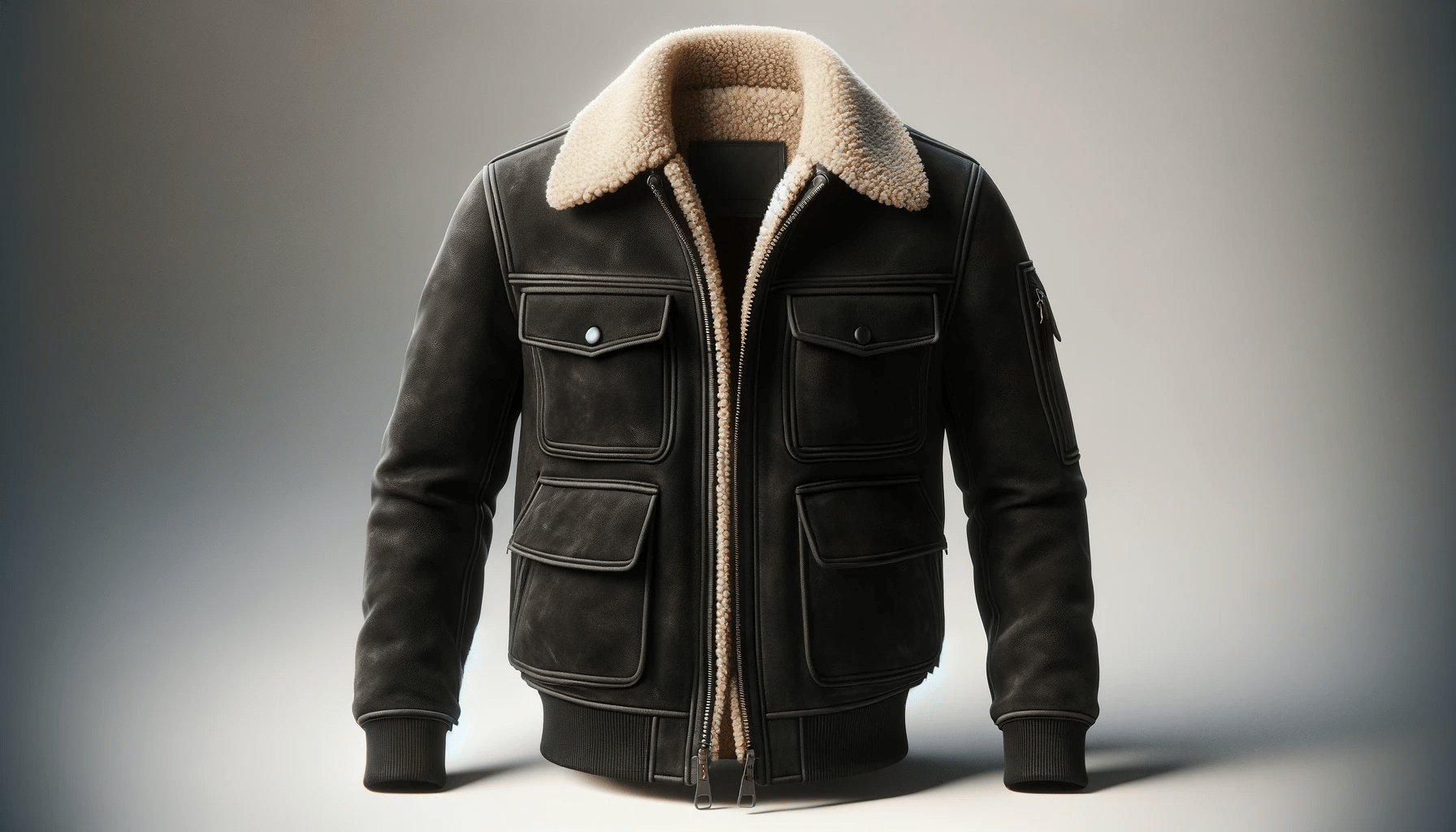 dall%c2%b7e-2023-12-28-13-43-56-create-a-photorealistic-image-of-a-mens-aviator-jacket-in-black-suede-with-a-sherpa-lining-the-jacket-has-a-zip-up-front-with-a-plush-cream-colored-2823658
