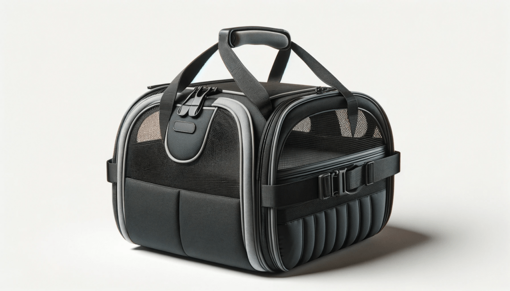 dall%c2%b7e-2024-01-02-18-10-31-a-high-resolution-photo-of-a-modern-pet-carrier-suitable-for-small-animals-the-carrier-is-made-of-black-durable-fabric-with-grey-accents-it-features-7999060