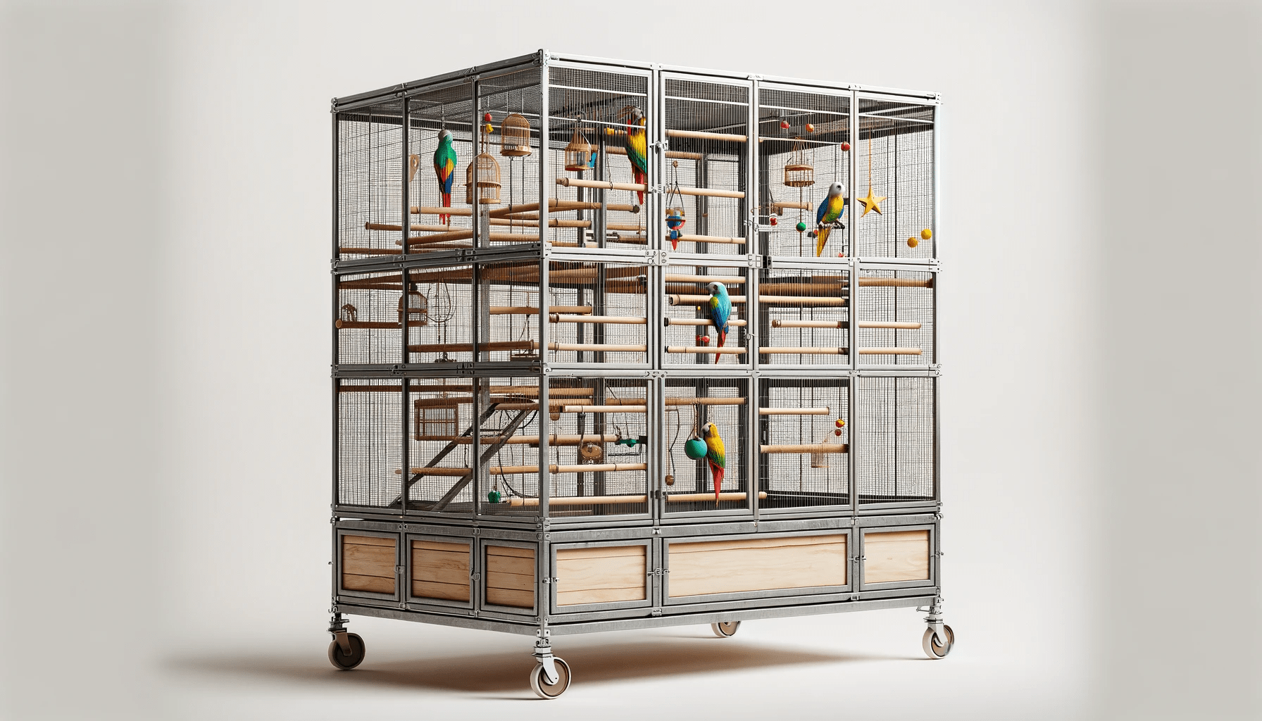 dall%c2%b7e-2024-01-02-18-17-35-a-high-resolution-photo-of-a-large-rectangular-birdcage-on-wheels-the-birdcage-is-made-of-metallic-bars-with-a-grey-finish-featuring-multiple-level-6308650