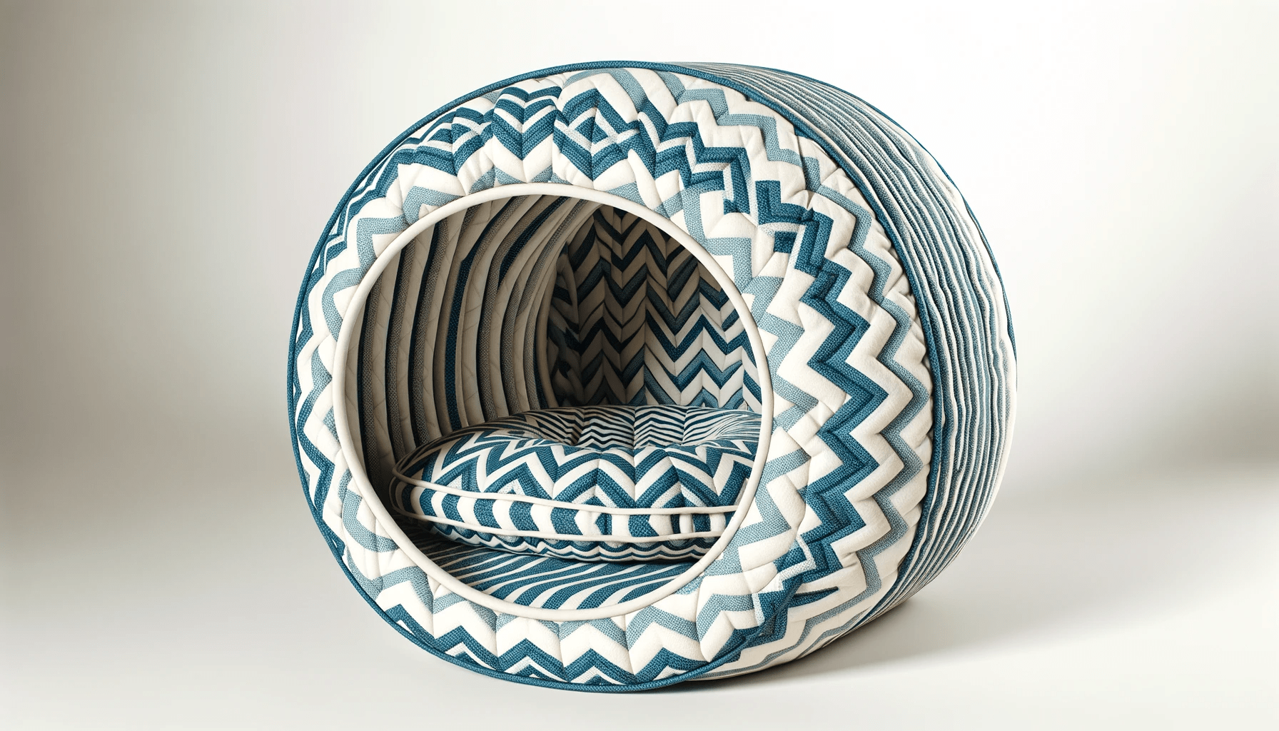 dall%c2%b7e-2024-01-03-08-33-26-a-high-resolution-photo-of-a-cat-tunnel-bed-with-an-attached-mat-the-tunnel-and-mat-are-made-from-fabric-with-a-zigzag-pattern-in-shades-of-blue-and-5564514
