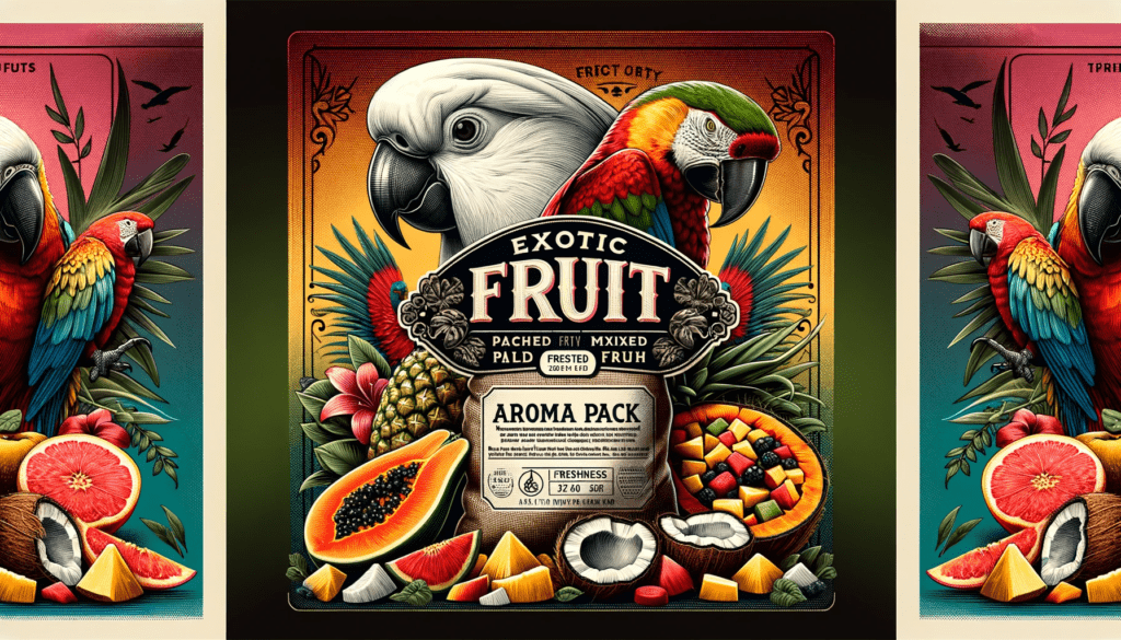 dall%c2%b7e-2024-01-03-11-49-21-a-high-resolution-16_9-image-of-a-colorful-bird-food-packaging-design-the-package-features-a-bold-title-exotic-fruit-in-an-elegant-serif-font-on-a-1828956