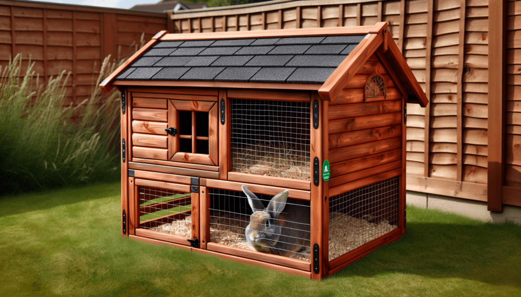 dall%c2%b7e-2024-01-04-08-27-45-a-wooden-rabbit-hutch-situated-outdoors-on-grass-the-hutch-is-two-tiered-with-the-upper-part-having-a-warm-reddish-brown-wooden-exterior-and-a-slan-8443772