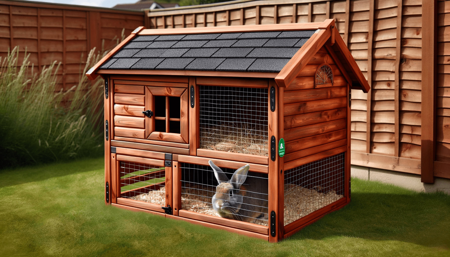 dall%c2%b7e-2024-01-04-08-27-45-a-wooden-rabbit-hutch-situated-outdoors-on-grass-the-hutch-is-two-tiered-with-the-upper-part-having-a-warm-reddish-brown-wooden-exterior-and-a-slan-8443772