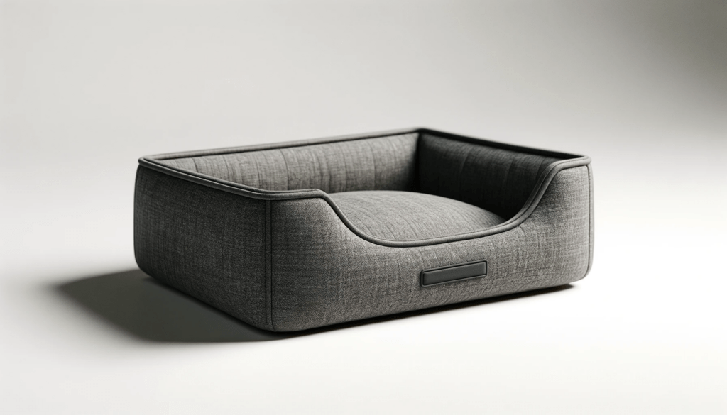 dall%c2%b7e-2024-01-04-12-06-59-a-photograph-of-a-simple-and-modern-pet-bed-the-bed-is-rectangular-with-raised-edges-and-is-made-of-a-dark-grey-textured-fabric-the-design-is-minima-9131732