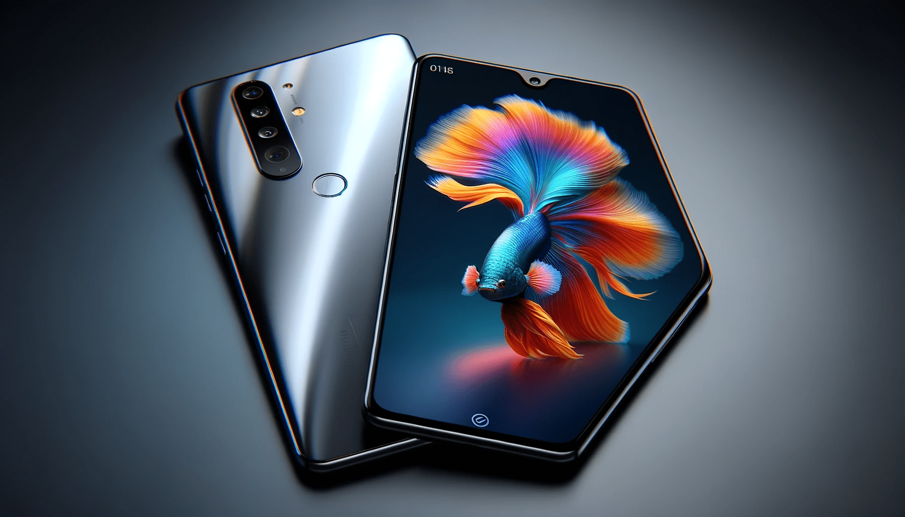 dall%c2%b7e-2024-01-08-11-27-58-a-sleek-smartphone-with-a-silver-metallic-finish-on-the-back-and-a-vivid-display-screen-showcasing-a-colorful-fish-with-flowing-fins-the-design-is-mi-8317421