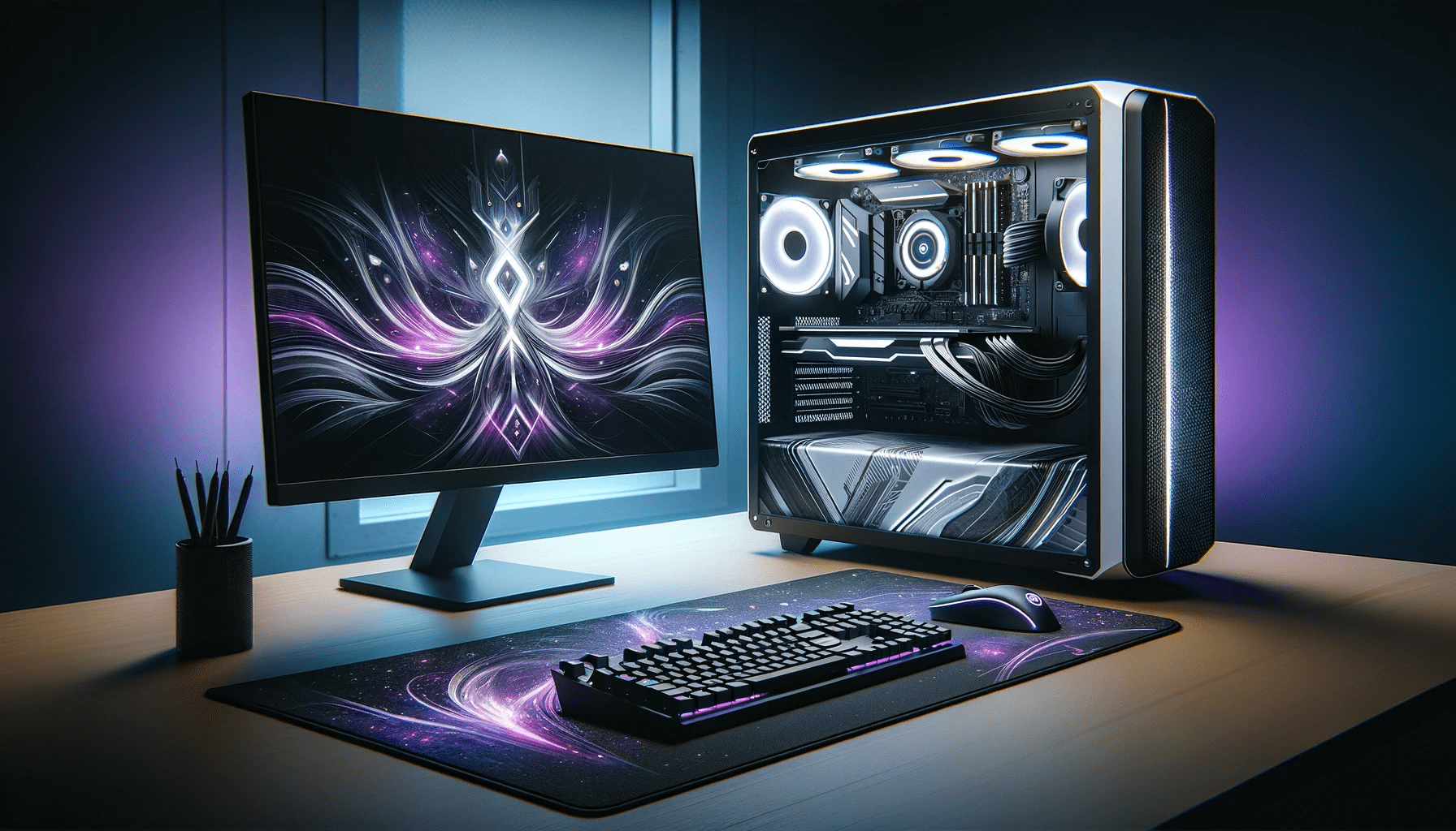 dall%c2%b7e-2024-01-08-14-51-32-a-high-resolution-digital-illustration-of-a-gaming-setup-featuring-a-modern-black-and-white-gaming-computer-with-a-transparent-side-panel-showing-in-5217526