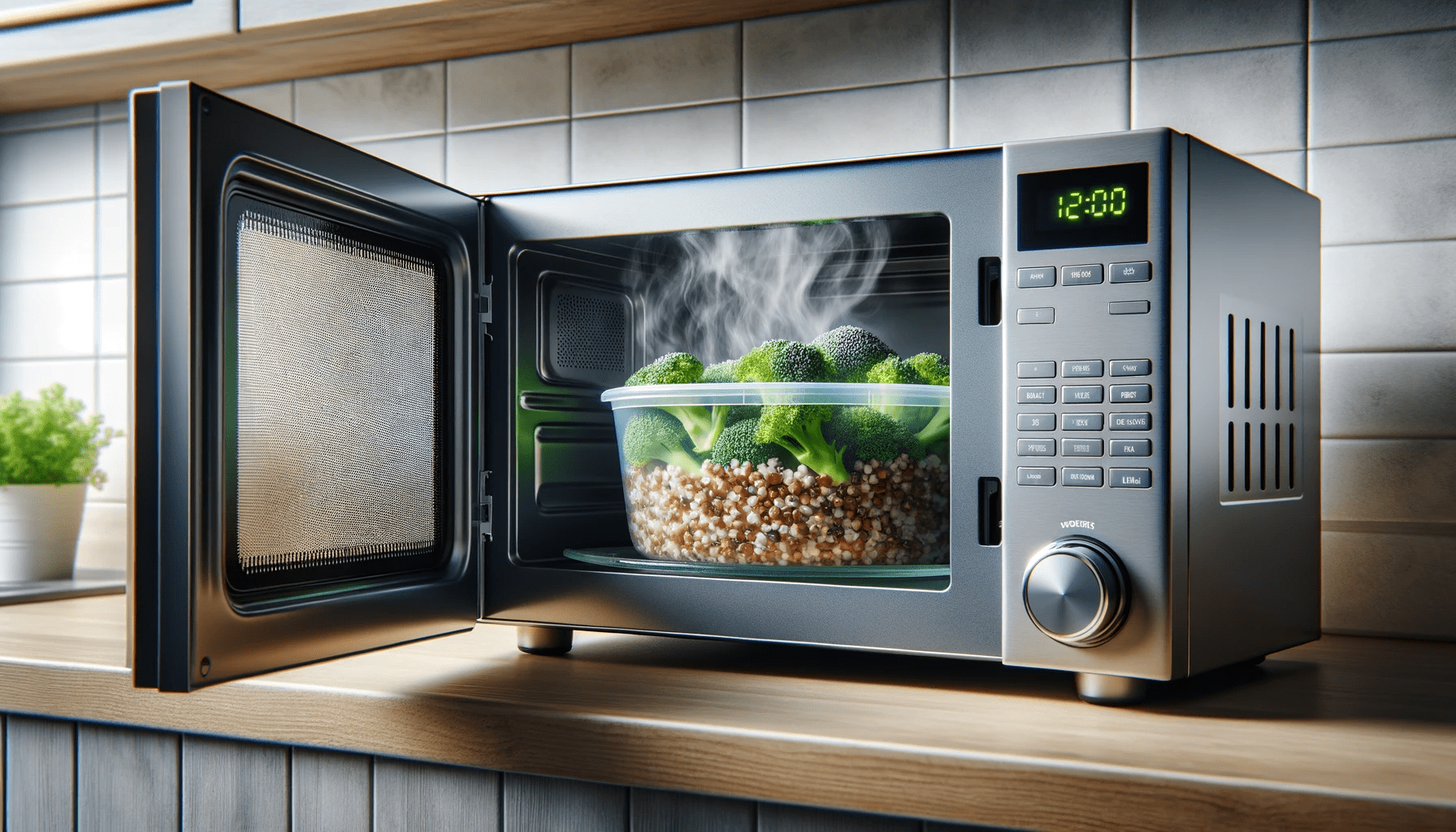 dall%c2%b7e-2024-01-09-18-02-49-a-modern-microwave-oven-in-use-with-the-door-open-showing-the-interior-inside-the-microwave-there-is-a-clear-plastic-container-with-a-mix-of-brocco-5618465