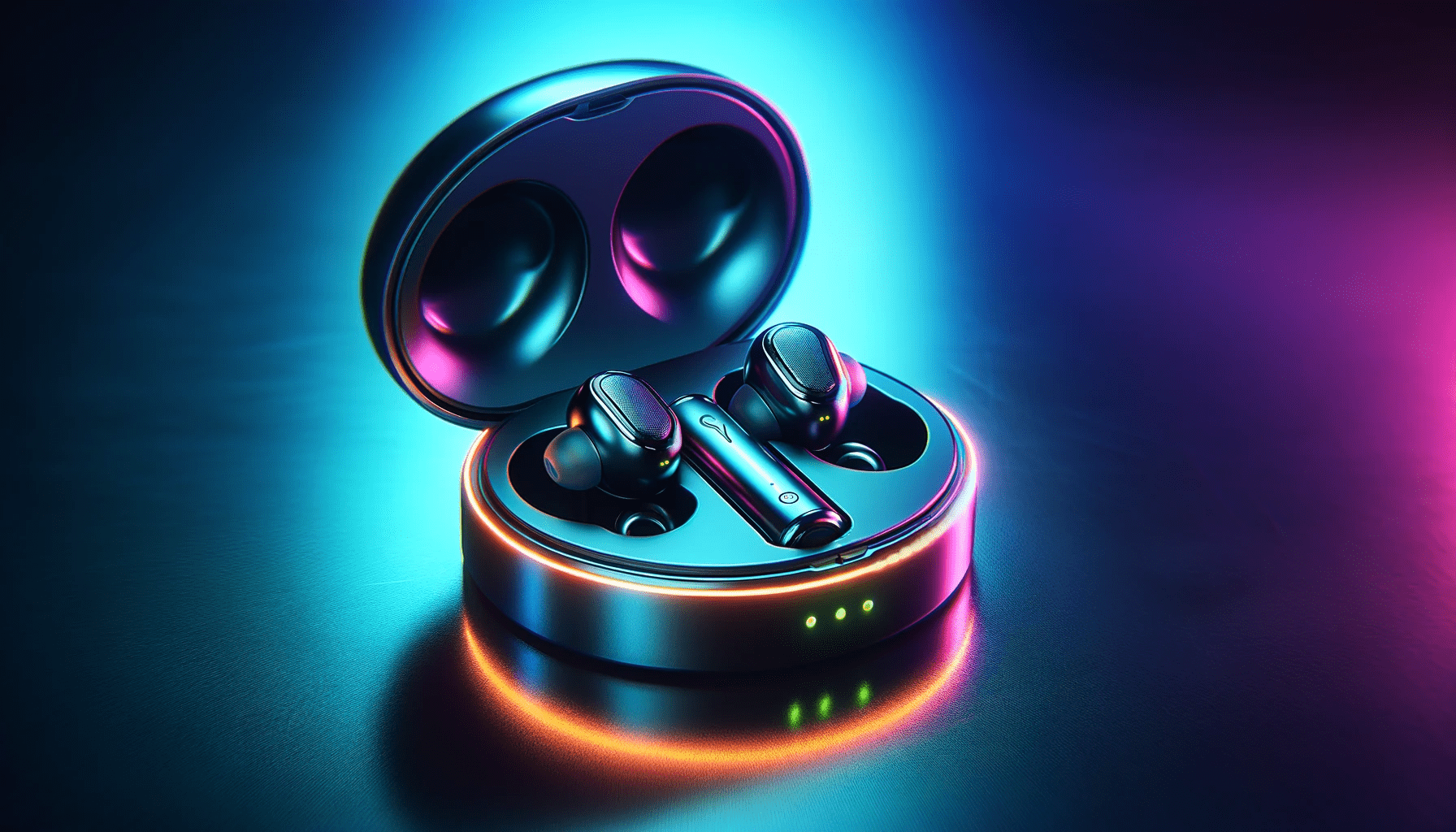 dall%c2%b7e-2024-01-09-18-34-10-a-close-up-photograph-of-wireless-earbuds-with-a-metallic-finish-resting-inside-an-open-circular-charging-case-that-has-a-neon-light-rim-the-earbud-9784447