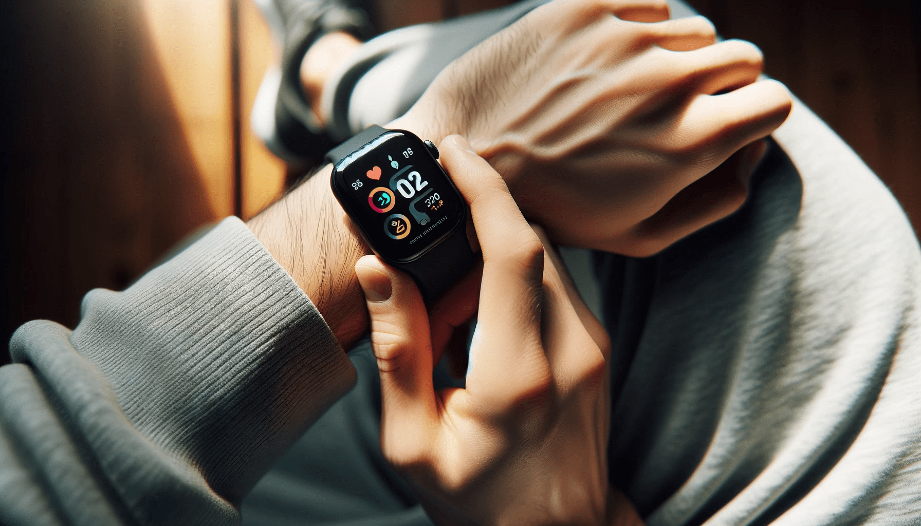dall%c2%b7e-2024-01-09-18-46-57-a-close-up-photograph-of-a-smartwatch-with-a-black-strap-on-a-persons-wrist-the-person-is-holding-their-wrist-with-their-other-hand-making-the-watc-3954929