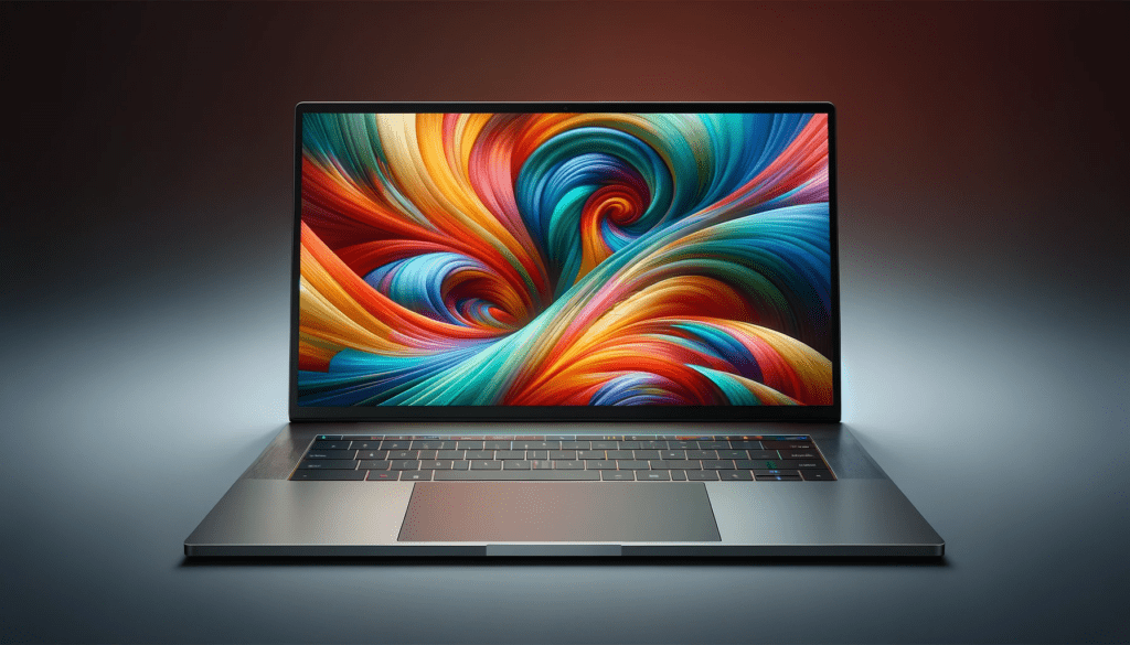 dall%c2%b7e-2024-01-10-10-58-35-a-modern-slim-laptop-with-a-large-vibrant-display-showing-a-colorful-abstract-wallpaper-the-laptop-has-minimal-bezels-around-the-screen-maximizing-8031142