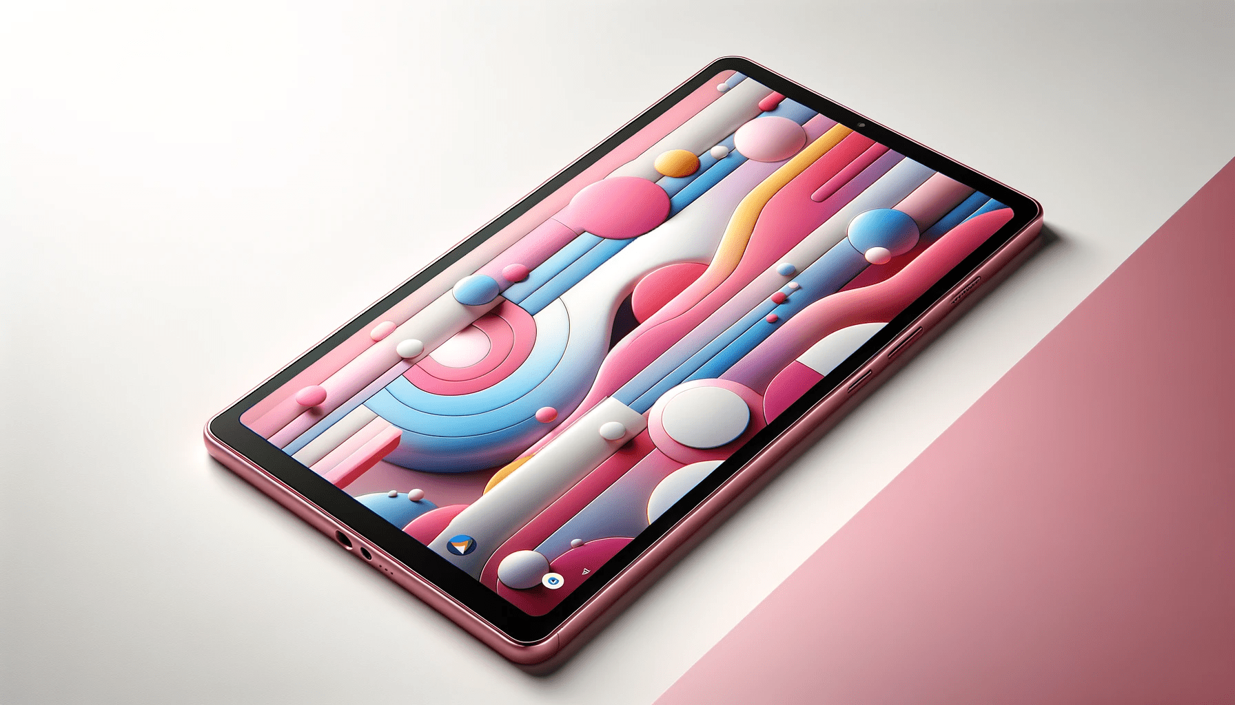 dall%c2%b7e-2024-01-11-15-38-59-image-of-a-modern-pink-tablet-with-a-button-and-a-camera-on-the-visible-side-the-screen-displays-an-abstract-wallpaper-composed-of-overlapping-shapes-6770350