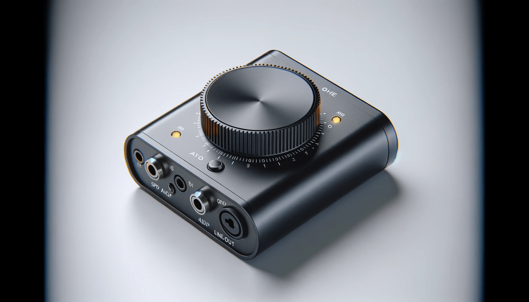 dall%c2%b7e-2024-01-12-10-41-47-create-an-image-of-a-non-branded-audio-interface-device-in-a-black-casing-with-a-rotary-volume-knob-on-one-side-the-device-should-have-multiple-audio-4546443