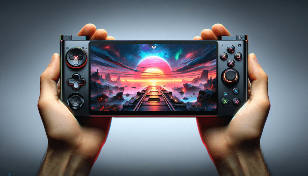 dall%c2%b7e-2024-01-12-13-48-24-create-a-high-definition-wide-angle-image-of-a-portable-gaming-console-similar-in-design-to-a-contemporary-lenovo-product-the-device-is-held-in-land-2495588