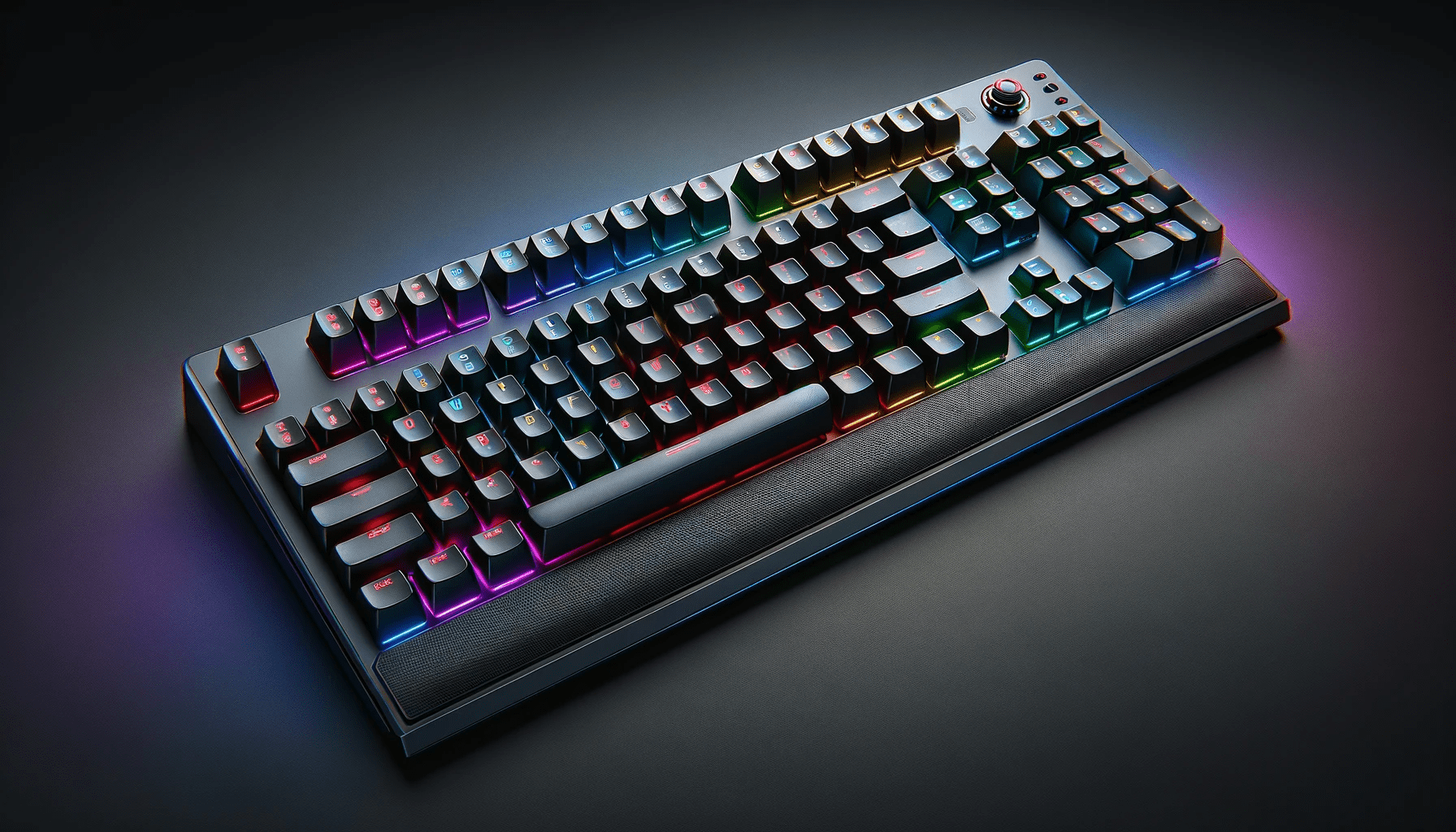 dall%c2%b7e-2024-01-12-14-22-45-create-a-detailed-image-of-a-modern-gaming-keyboard-viewed-from-above-the-keyboard-should-have-a-slim-low-profile-design-with-a-dark-colored-base-e-4795533