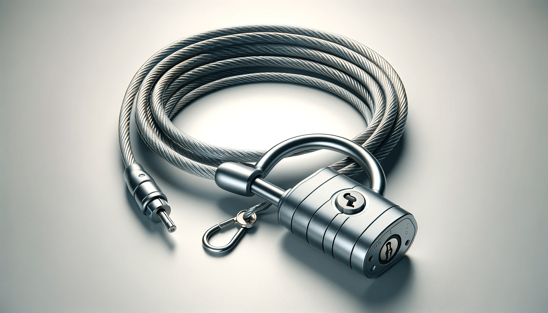 dall%c2%b7e-2024-01-13-21-25-31-a-security-cable-lock-for-laptops-on-a-plain-white-background-the-lock-is-made-of-a-metallic-material-with-a-coiled-steel-cable-one-end-of-the-cable-9758885