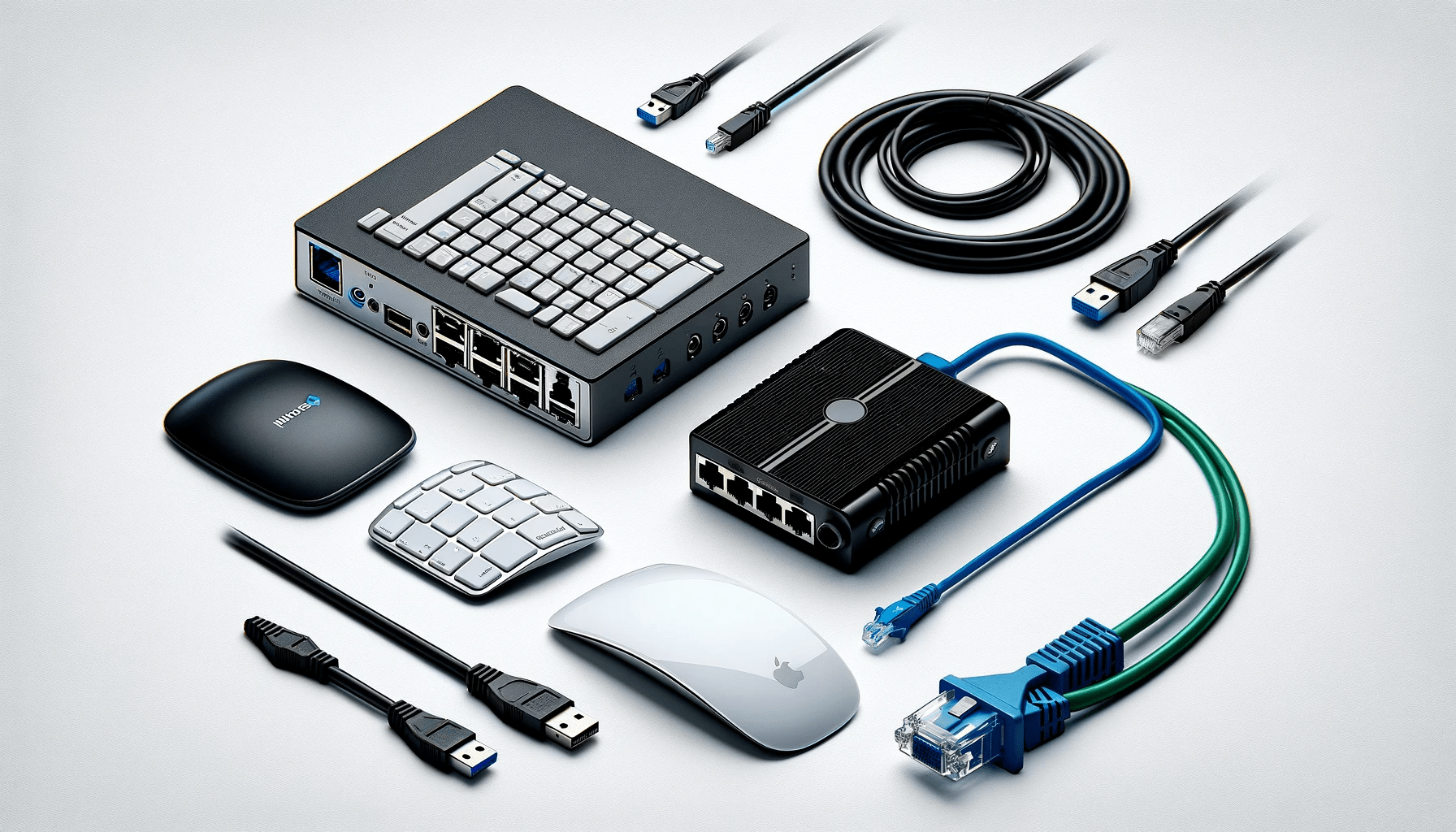 dall%c2%b7e-2024-01-15-18-36-56-an-image-collage-on-a-white-background-in-16_9-aspect-ratio-featuring-a-variety-of-computer-hardware-and-peripherals-from-left-to-right_-a-small-bla-7614691
