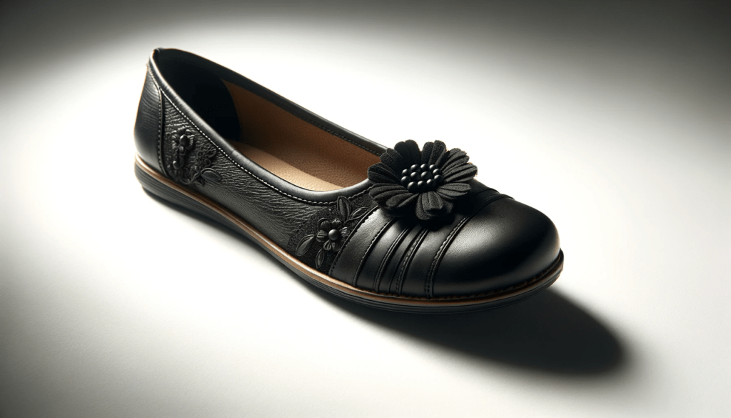 dall%c2%b7e-2024-01-16-06-55-40-a-close-up-image-of-a-single-black-leather-flat-shoe-for-women-presented-at-a-three-quarter-angle-the-shoe-features-a-rounded-toe-and-a-decorative-b-4758851