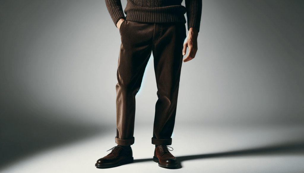 dall%c2%b7e-2024-01-16-10-39-22-a-man-stands-against-a-light-grey-background-we-see-him-only-from-the-waist-down-to-just-below-the-ankles-he-wears-dark-brown-corduroy-pants-and-a-d-1903638