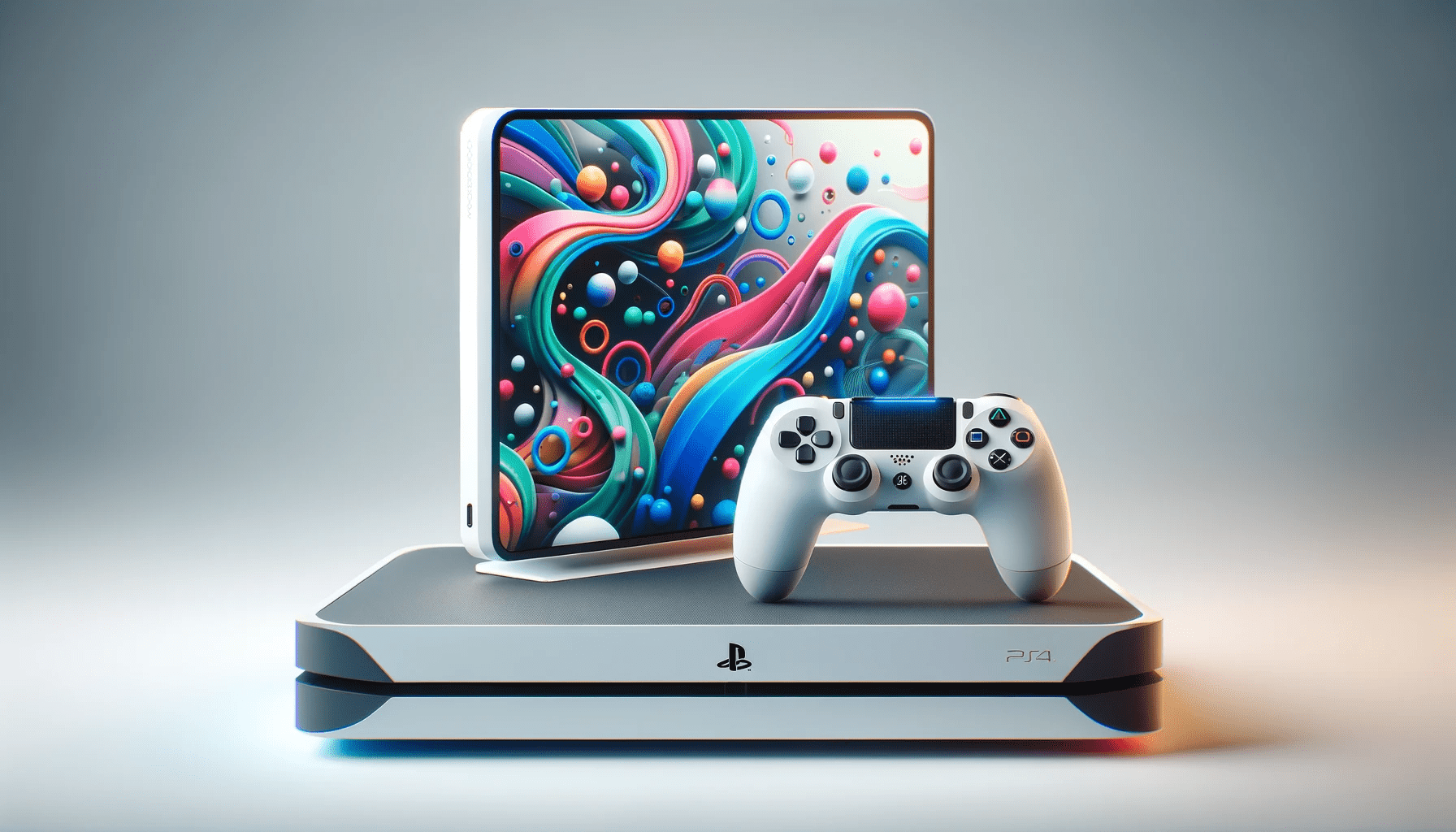 dall%c2%b7e-2024-01-16-10-59-34-create-an-image-of-a-modern-white-gaming-console-with-a-vibrant-screen-displaying-an-abstract-array-of-colorful-shapes-include-two-detachable-contro-6666246