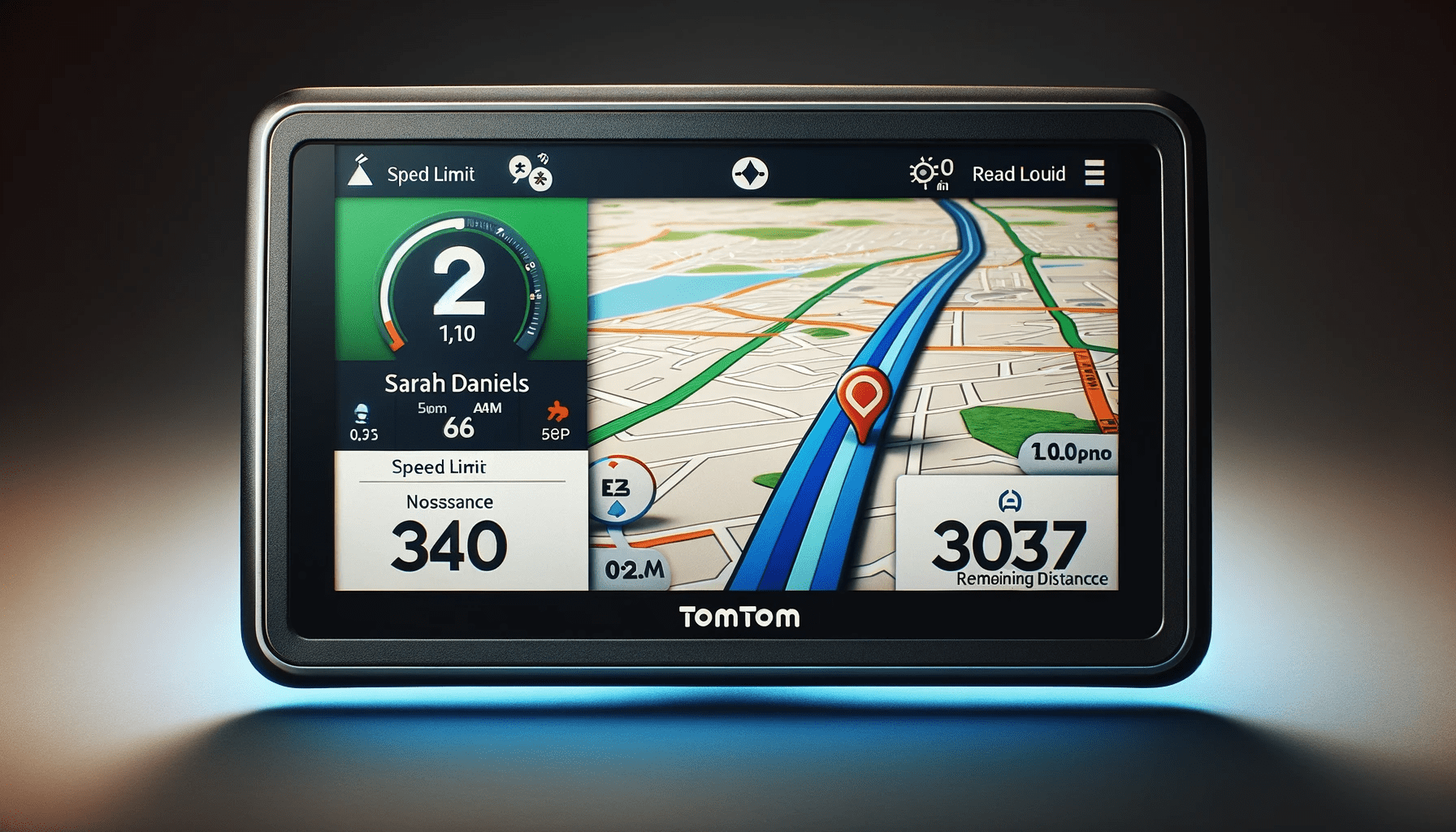 dall%c2%b7e-2024-01-16-16-57-08-a-tomtom-brand-car-gps-with-a-screen-displaying-a-color-navigation-map-the-screen-shows-a-route-indicated-by-a-blue-line-with-an-arrow-symbol-surrou-8008297