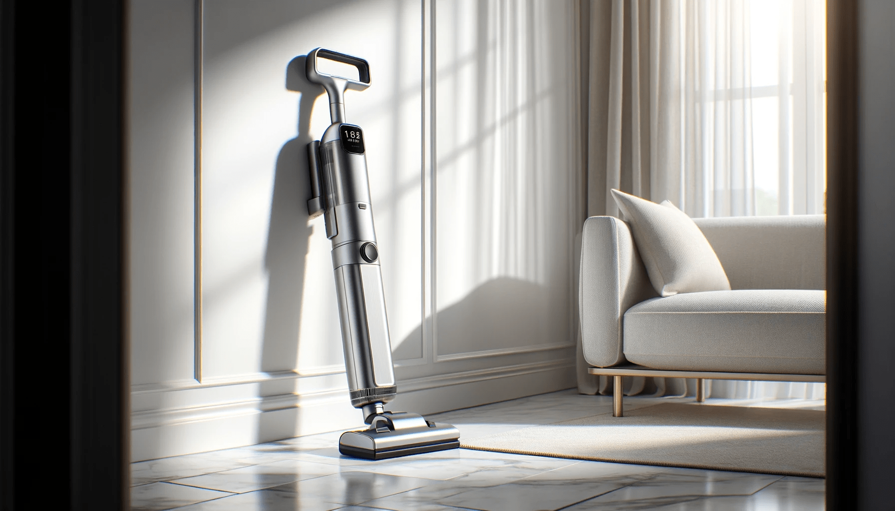 dall%c2%b7e-2024-01-17-04-04-14-an-upright-cordless-stick-vacuum-cleaner-docked-on-its-wall-mounted-holder-in-a-bright-modern-living-room-the-vacuum-cleaner-features-a-silver-metal-3470556