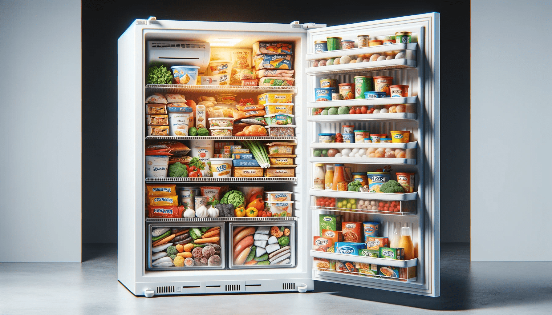 dall%c2%b7e-2024-01-17-08-27-24-create-a-16_9-full-hd-image-that-depicts-an-open-standalone-white-freezer-with-multiple-shelves-stocked-with-various-food-items-the-door-is-to-the-l-8744973
