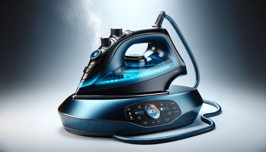 dall%c2%b7e-2024-01-17-08-40-25-generate-a-16_9-full-hd-image-showing-a-modern-steam-iron-and-base-unit-the-base-is-a-dark-blue-with-a-gradient-to-black-and-has-a-circular-design-wi-7858859