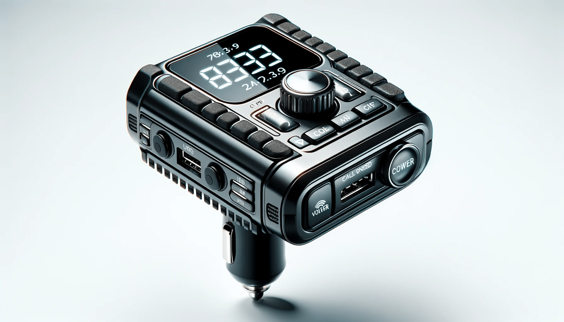 dall%c2%b7e-2024-01-17-18-30-29-a-wide-high-definition-16_9-photograph-of-a-modern-car-fm-transmitter-plugged-into-a-cigarette-lighter-socket-the-device-is-black-with-a-digital-disp-4648896