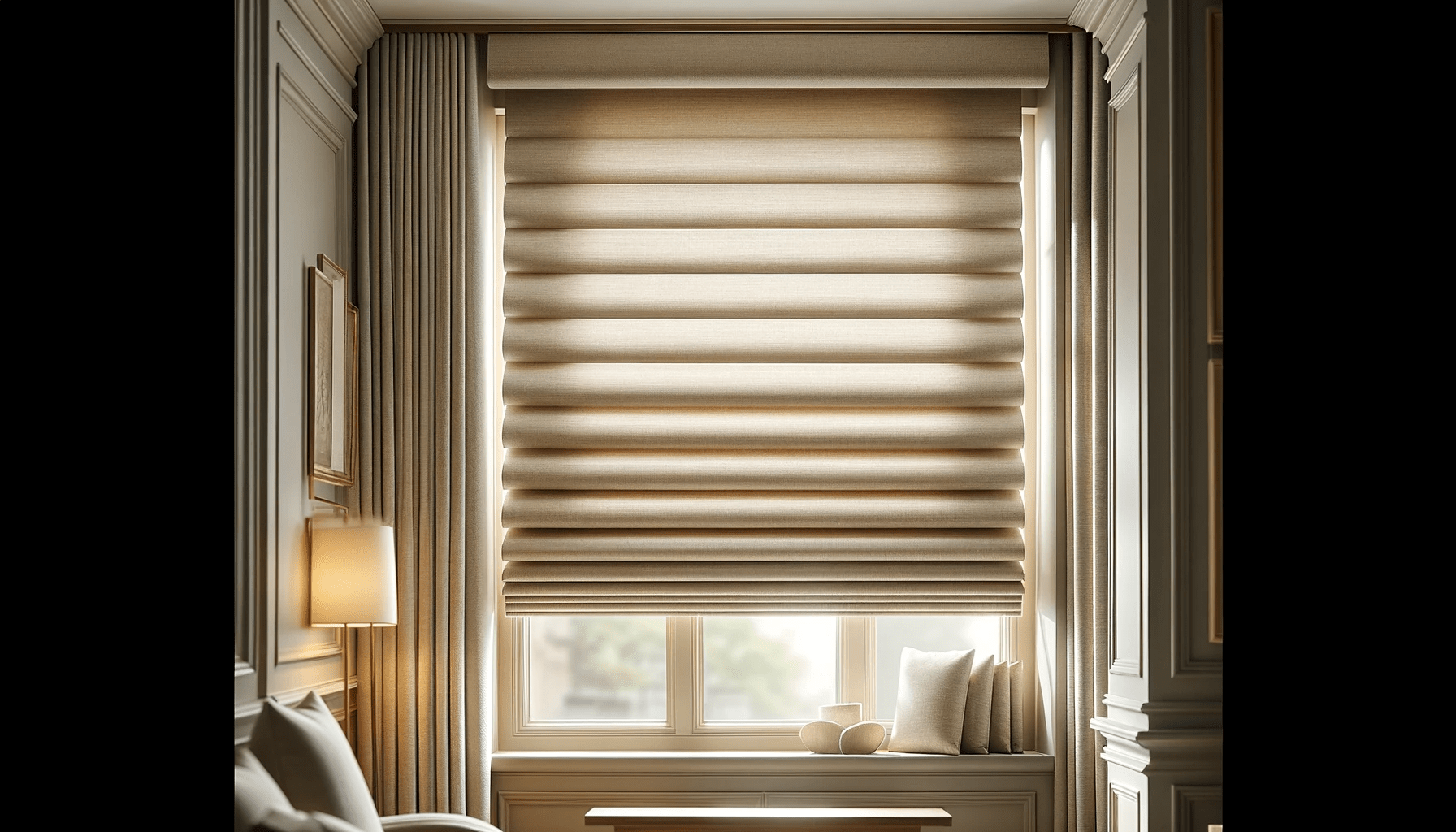 dall%c2%b7e-2024-01-19-12-44-07-a-horizontal-image-showcasing-a-luxurious-beige-fabric-roman-blind-on-a-window-with-the-blind-partially-raised-to-create-elegant-horizontal-folds-th-9631845