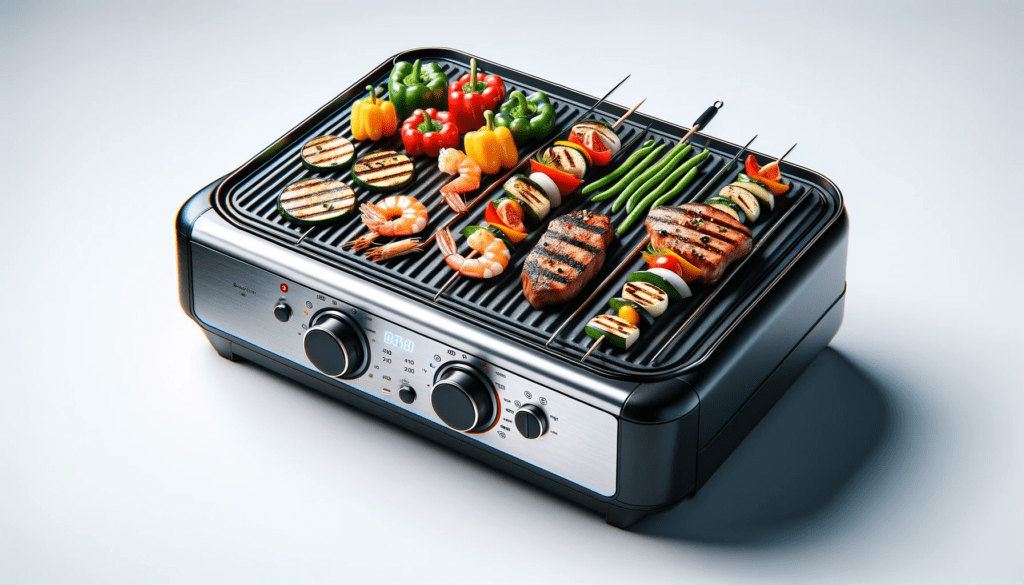 dall%c2%b7e-2024-01-19-14-34-07-a-highly-detailed-photograph-of-a-modern-electric-grill-on-a-white-background-the-grill-is-sleek-with-a-stainless-steel-and-black-design-equipped-wi-3940825
