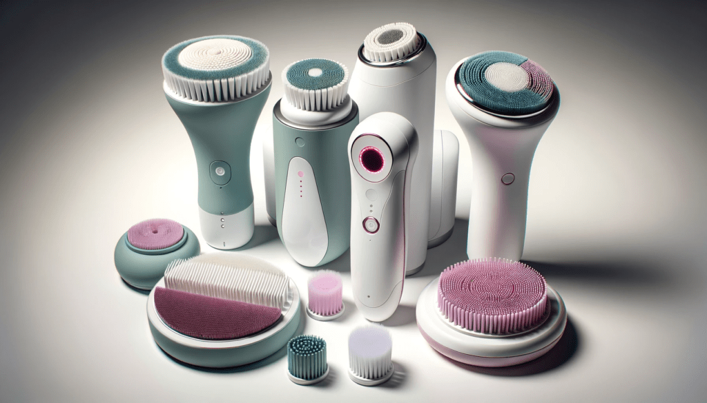 dall%c2%b7e-2024-01-19-15-42-54-an-image-showcasing-a-collection-of-skincare-devices-on-a-white-background-from-left-to-right-there-is-a-circular-teal-brush-head-with-unique-textur-2540186