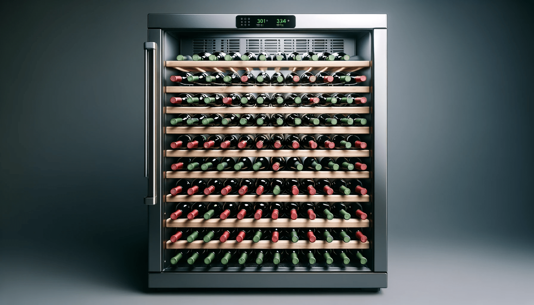 dall%c2%b7e-2024-01-19-16-11-50-create-a-detailed-image-of-a-modern-freestanding-wine-cooler-with-a-glass-door-filled-with-multiple-rows-of-wine-bottles-the-cooler-should-have-a-s-6406682