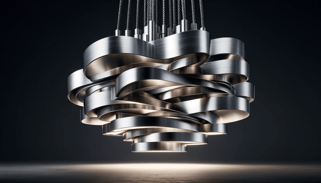 dall%c2%b7e-2024-01-20-18-36-55-a-wide-horizontal-image-of-a-sculptural-modern-metal-pendant-light-consisting-of-stacked-metallic-elements-with-a-brushed-finish-the-design-is-sleek-8348940