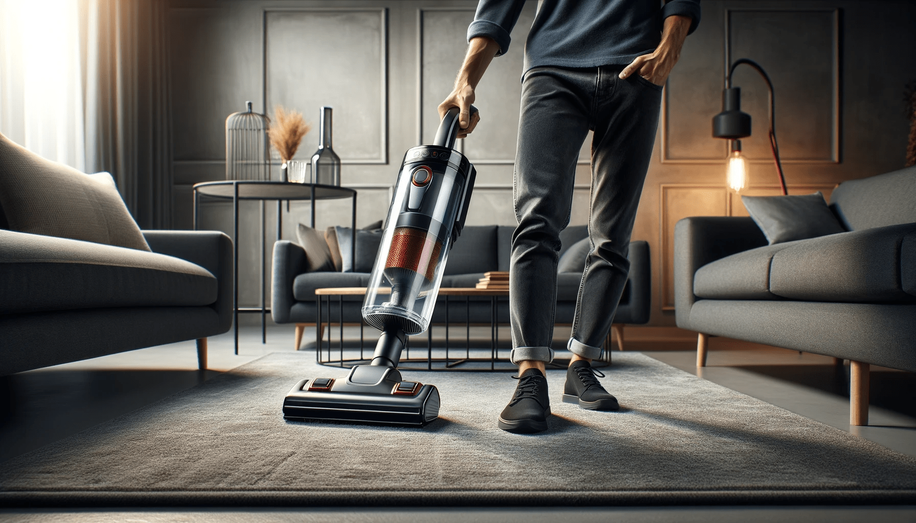 dall%c2%b7e-2024-01-22-12-47-47-a-high-quality-lifestyle-advertisement-image-depicting-a-cordless-vacuum-cleaner-in-use-the-vacuum-has-a-sleek-design-with-a-combination-of-red-and-5285464