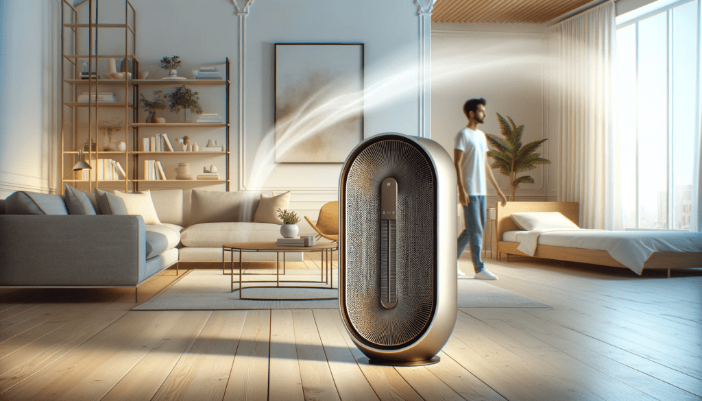 dall%c2%b7e-2024-01-22-16-40-30-create-a-high-definition-image-of-a-modern-air-purifier-in-a-spacious-living-room-setting-the-purifier-has-a-unique-bladeless-design-with-an-oval-sha-1225685