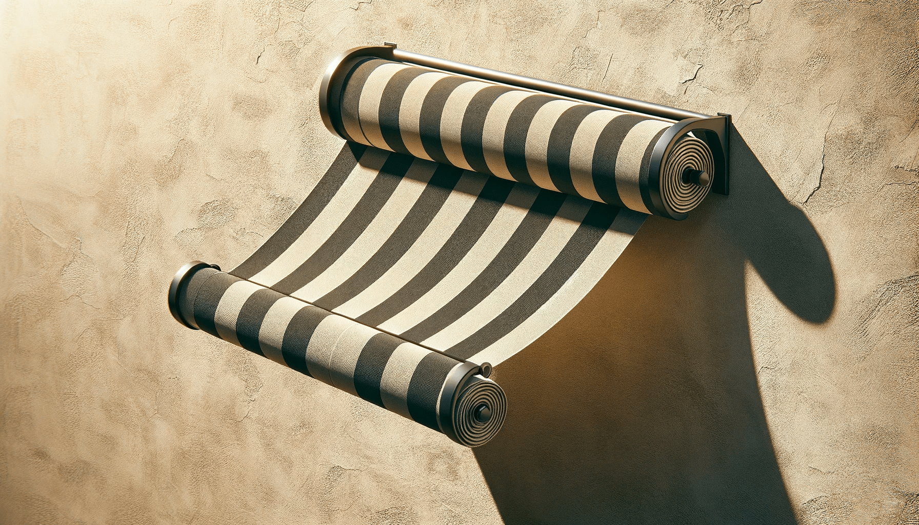 dall%c2%b7e-2024-01-22-20-46-47-create-an-image-of-a-partially-rolled-awning-with-black-and-beige-stripes-mounted-on-a-textured-stucco-wall-in-bright-daylight-the-awning-should-be-3464884