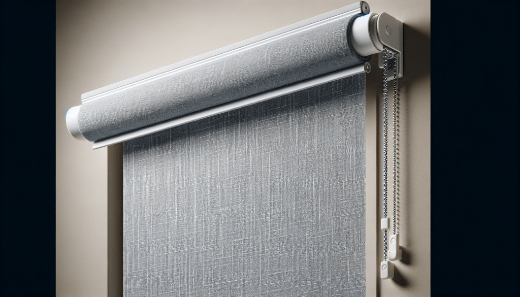 dall%c2%b7e-2024-01-22-21-26-14-a-close-up-image-of-a-modern-gray-roller-blind-in-a-fully-extended-position-against-a-neutral-colored-wall-the-blind-has-a-textured-fabric-with-a-f-8524386